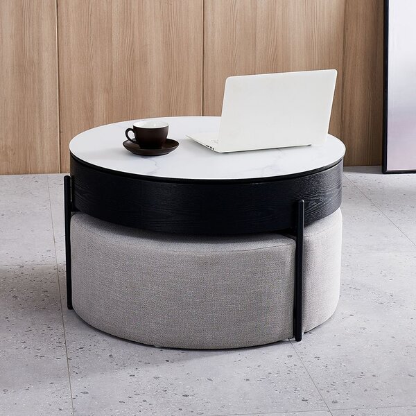 Coffee table discount with storage stools